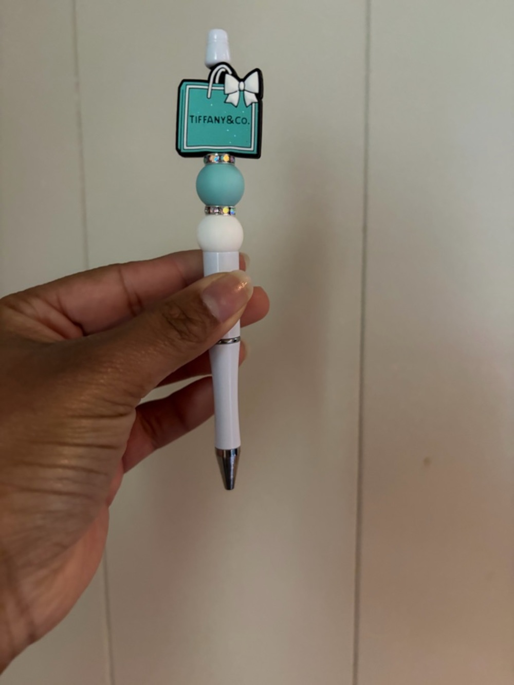 Tiffany & Co. Beaded Ballpoint Pen in Tiffany Blue and White